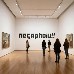 megalophobia!!!!! photo of an exhibit museum room, people attending the biennial of contemporary art in seville, artistic, perfect composition, contemporary art, rule of thirds