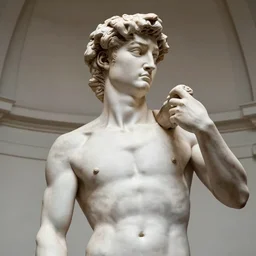 a sculpture by michelangelo with the likeness of rutger hauer
