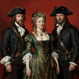 solomon joseph solomon and richard schmid and jeremy lipking victorian genre painting portrait painting of a young beautiful woman traditional german french actress model pirate wench in fantasy costume, red background