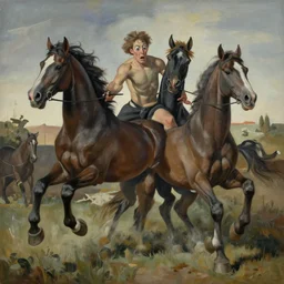 horses entangled by jenny saville and frederick lord leighton, jumping, running, struggle, wide eyes, motion, guernica