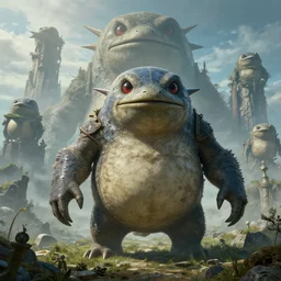 highly detailed elden ring portrait photo of a huge diglett in a scenic dystopian environment. even bigger massive digletts in the background, hyperrealistic illustration by william didier - pouget