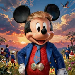donald trump as mickey mouse, digital art by eugene de blaas and ross tran, vibrant color scheme, intricately detailed, in the style of romanticism, cinematic, artstation, greg rutkowski