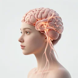 surreal portrait of one girl with really long neurons firing from inside her brain to the ground by disney concept artists, blunt borders, rule of thirds, vibrant colors, emotional