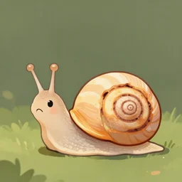 cute snail with a cinnamon roll for a shell, digital painting