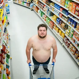 fat man in walmart, high angle security camera,