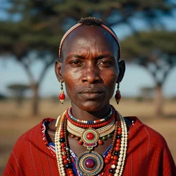 hyperspectral kodachrome portrait of a massai warrior