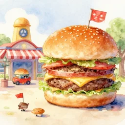once upon a time in burger land, watercolors