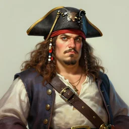 portrait of an obese chubby friendly pirate, highly detailed, digital painting, artstation, concept art, sharp focus, illustration, art by artgerm and greg rutkowski and alphonse mucha
