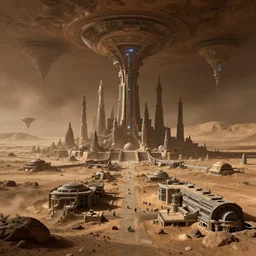 huge underground alien city, cityscape, Mars