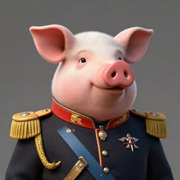matte painting of a pig headed general wearing uniform