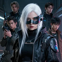 gorgeous cyberpunk girl, white hair girl, mask, streetwear, techwear, cyberpunk style outfit, nose piercing, detailed portrait, intricate complexity, by greg rutkowski, james gilleard, atey ghailan, artgerm, ross tran, conrad roset, takato yomamoto, ilya kuvshinov. 4 k, beautiful, cinematic dramatic atmosphere