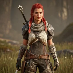 a beautiful photo of actrice hannah hoekstra as aloy in horizon forbidden west