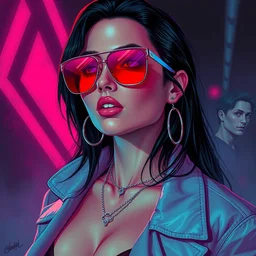 portrait of synthwave 8 0 s handsome confident megan fox wearing sunglasses, retrowave, digital art, greg rutkowski, loish, rhads, beeple, makoto shinkai and lois van baarle, frank miller, ilya kuvshinov, rossdraws, tom bagshaw, glamour pose, alphonse mucha