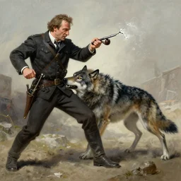 liam neeson fighting a wolf, battling using crack pipe as weapon, war, against wolf, highly detailed digital painting, artstation, concept art, sharp focus illustration art by artgerm and greg rutkowski and alphonse mucha