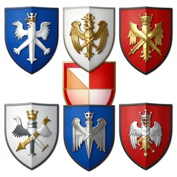 Heraldic shields.