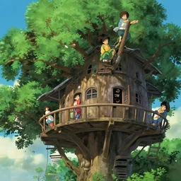 The Tree house battle, by Dice Tsutsumi, Makoto Shinkai, Studio Ghibli