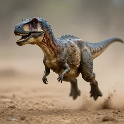 macro photo by national geographic of a muddy dinosaur running in the sand, fast shutter speed, motion blur, tiny gaussian blur, insanely detailed, insanely intricate, depth of field, low contrast, wide aperture, action photography