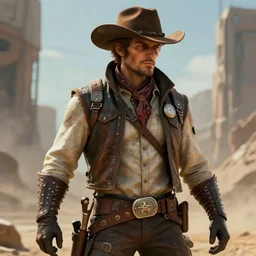 Highly detailed illustration of a space cowboy, hyper realistic, sci-fi fantasy,