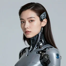 portrait photo of a beautiful female ( ( ( ( ) ) ) cyborg