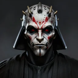 a portrait of the darth maul from star wars, cyberpunk, short beard, high - contrast, intricate, elegant, highly detailed, digital painting, artstation, concept art, smooth, sharp focus, illustration