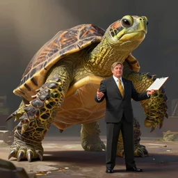 a turtle in a suit giving legal advice, digital illustration portrait design by, Mark Brooks and Brad Kunkle detailed, gorgeous lighting, wide angle action dynamic portrait