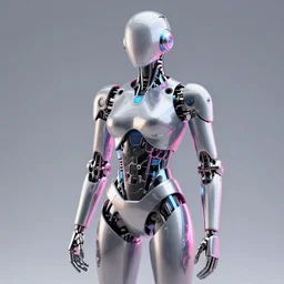 high octane 4K 3D render of a smooth simple high-tech cyberpunk humanoid futuristic sci-fi robot, neon lights, metallic, in the style of Aleksandr Kuskov, dramatic lighting, vibrant colors, Trending on Artstation HQ, 4K, UHD, High quality, Unreal Engine