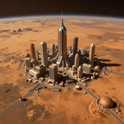 great big city on the surface of mars, matte painting, sci - fi, beautifully detailed, smooth, epic, by nikolay makovsky