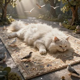 magic Fluffy 3d Persian Carpet dimension, everything is carpet and 3d, birds and trees, surreal, photorealistic concept art, immense detail, epic, striking