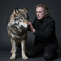 David Kessler transforming into a wolf+An American werewolf in London+Photorealistic+Rick Baker style Makeup and Prosthetics+Studio Lighting+Hyperreal