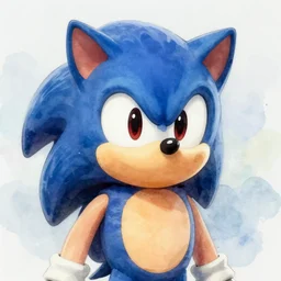 a digital painting portrait of Sonic the Hedgehog, ghibli watercolor, 4K, gorgeous lighting, soft pastels