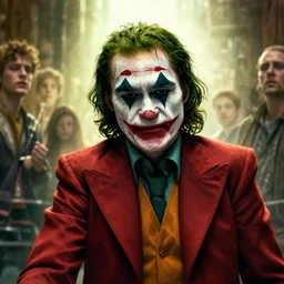 the joker, intense, epic cinematic hyperrealism masterpiece. realistic poster with shaded lighting by craig mallismo, artgerm, jeremy lipkin and michael garmash, unreal engine, radiant light, detailed and complex environment, digital art, art station trends