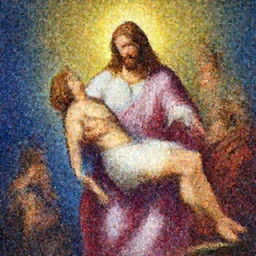 Vibrant depiction of Jesus Shedding his Human form illustration by Ruan Jia and Mandy Jurgens and William-Adolphe Bouguereau, Artgerm, 4k, digital art, surreal, space dandy style, highly detailed, godsend, artstation, digital painting, concept art, smooth, sharp focus, illustration by Ruan Jia and Mandy Jurgens and William-Adolphe Bouguereau