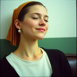 3 5 mm retro portrait beautiful insanely beautiful, tragically beautiful, only one head single portrait team fortress 2 scout smiling sleepily the girl with the pearl earring as the team fortress 2 scout team fortress 2 scout team fortress 2 scout scout team fortress 2 scout, wes anderson movie 3 5 mm film still, absurdly beautiful, elegant, photographic ultrafine hyperrealistic detailed face wes anderson color, vintage,