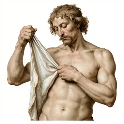 a flayed man holding his own skin in front of him by albrecht durer
