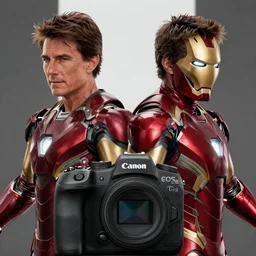 Film still of Tom cruise as Tony stark, avengers, Iron Man, Canon EOS R3, f/1.4, ISO 200, 1/160s, 8K, RAW, unedited, symmetrical balance, in-frame