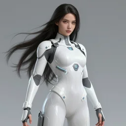octane render, portrait of beautiful long hair woman wearing futuristic streamlined and tight white tactical gear, preparing for combat, intricate, elegant, glowing lights, highly detailed, digital painting, artstation, glamor pose, concept art, smooth, sharp focus, illustration, art by wlop and greg rutkowski