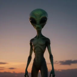 an alien in the sky at dusk