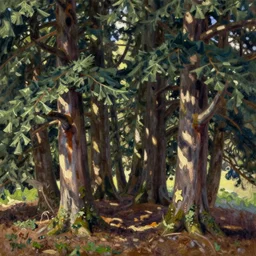 emily carr, painting, grove of cedar trees