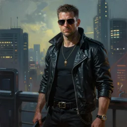 painting by donato giancola, cyberpunk gangster