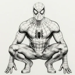 dwayne johnson as spiderman in style of black pen line drawing, very detailed