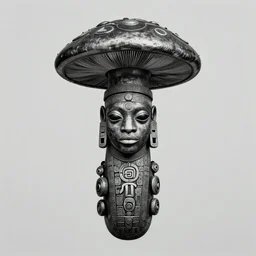 african ancient elvish tribal mushroom god totem, intricate artwork by Kehinde Wiley, Kara Walker James jean, Noah Bradley, very coherent stylized artwork, cinematic, hyper realism, high detail, Vibrant colors, High contrast, higly detailed black ink outline, no crop