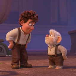 film still of David vs Goliath bible story in the style of Disney Pixar Up (2009)