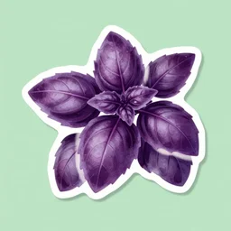 purple basil leaf serrated edges botanical illustration cute small sticker by pierre - joseph redoute
