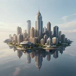 futuristic city float on air, realistic, realistic, cinematic, highly details
