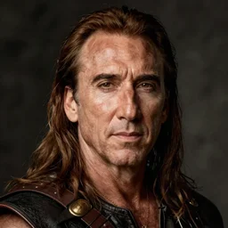 nicholas cage as conan the barbarian portrait, cinematic, realistic photography