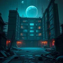 a beautiful hyperdetailed rendering of urbex unfinished building architecture asylum by wolf d. prix, bladerunner 2 0 4 9 tokyo nightvision universe fantasy laser forest sci - fi neon noir at dawn san andreas jupiter junglepunk galactic, archdaily, wallpaper, highly detailed, trending on artstation.