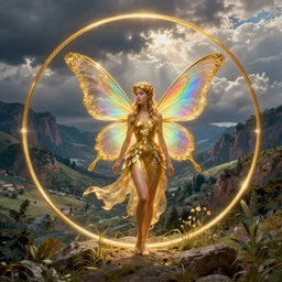 a faerie, golden ratio, detailed, rainbowshift, by jean - baptiste monge and maxfield parrish and artgerm