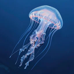 detailed jellyfish in space, blue tones, underwater in ocean, full frame, highly detailed, digital painting, artstation, concept art, smooth, sharp focus, illustration, art greg rutkowski and alphonse mucha