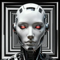 face of robot, cyberpunk, ultra realistic by ori toor and escher