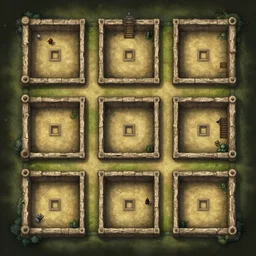 dungeon map by dysonlogos, nine rooms, second level of the dungeon
